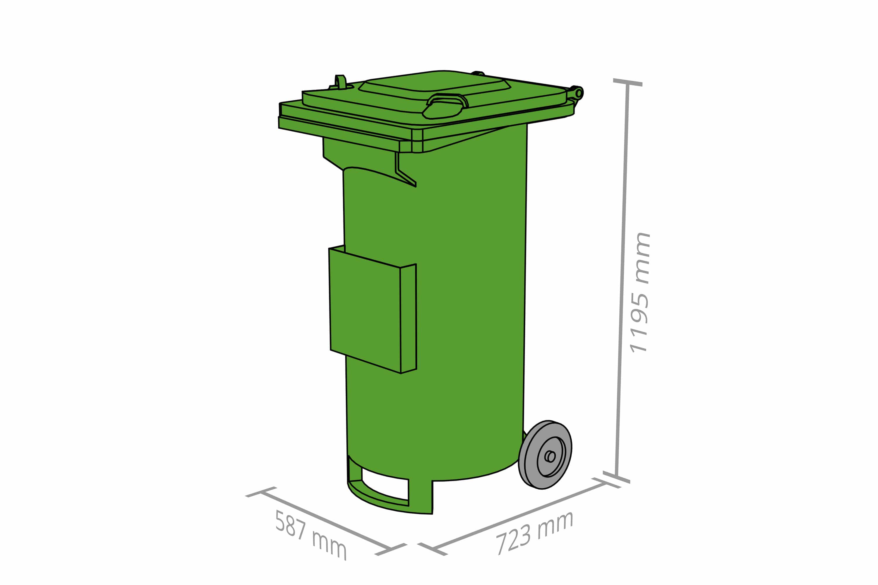 Maße Müllgroßbehälter 240 l – Ölverschmutzte Betriebsmittel (ÖVB)