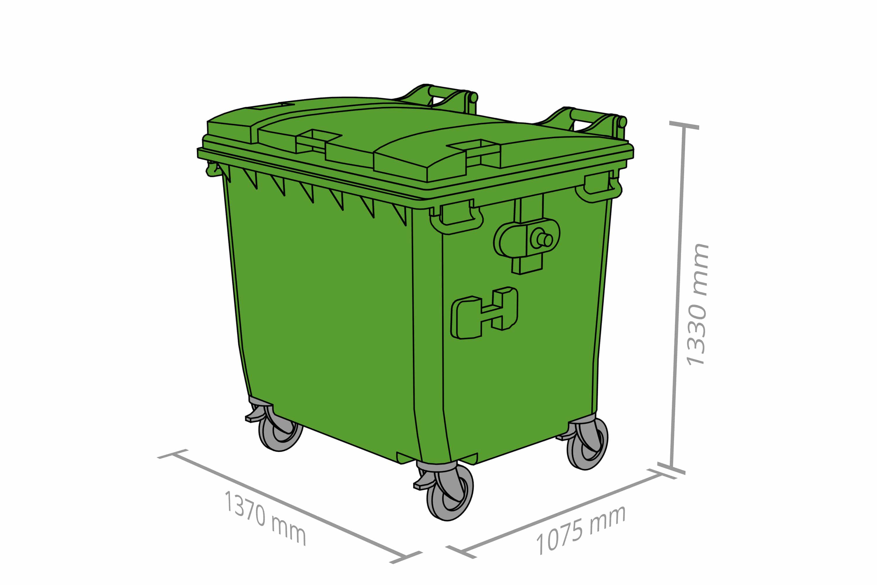 Maße Umleerbehälter 1,1 m³